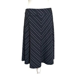 Vintage Christy Girl | Asymmetrical Blue &  White Midi Skirt Office Capsule